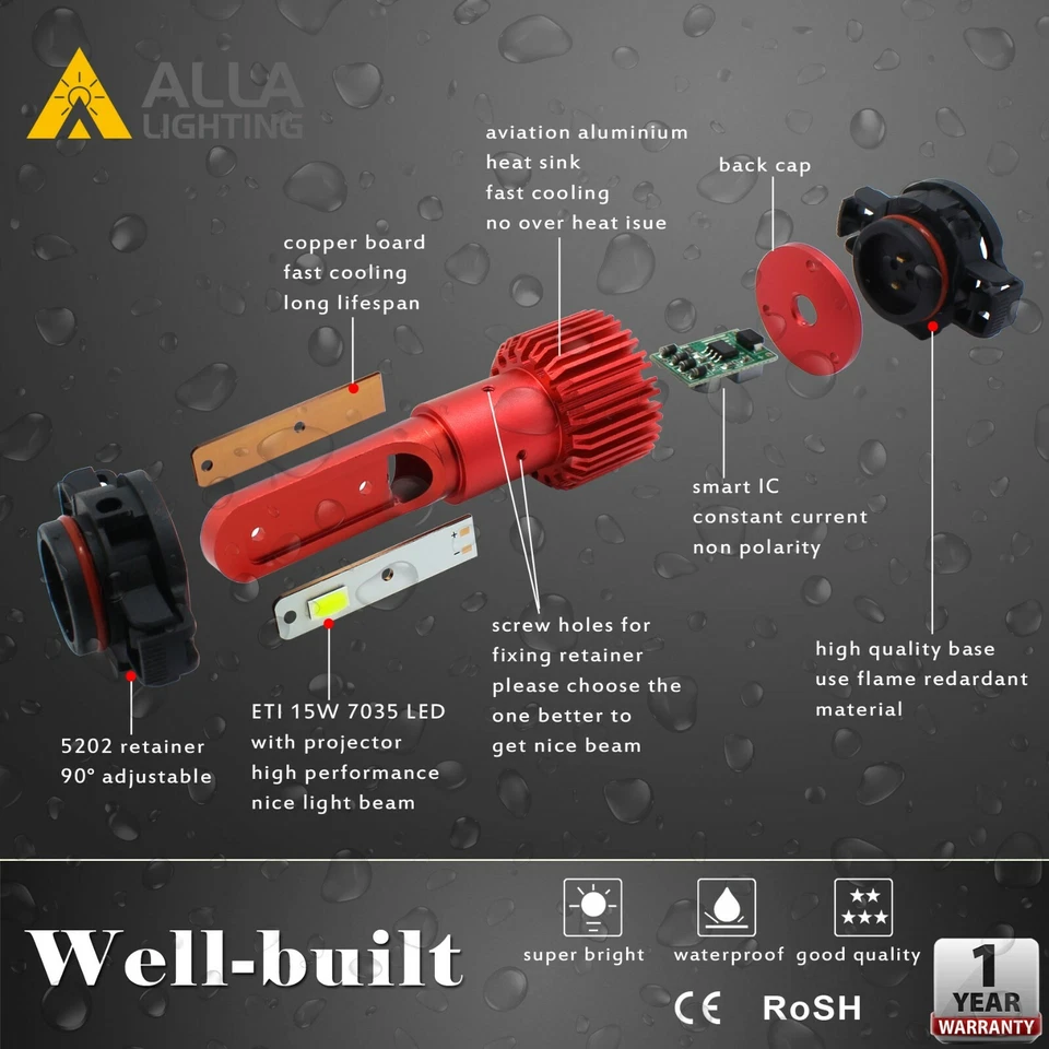 Alla LED Pure White PSX24W Fog Light Bulb Much Brighter than 2504 Halogen Lamp - Image 4 of 4