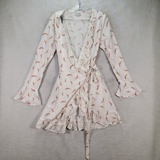 Charlie Holiday Womens Dress Size 8 White Polka Dot Valentine Chili Ruffled Wrap