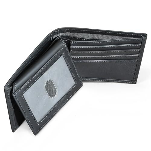 Genuine Leather Oil Wax Travel Card Holder Coin Pocket Case Black 0503