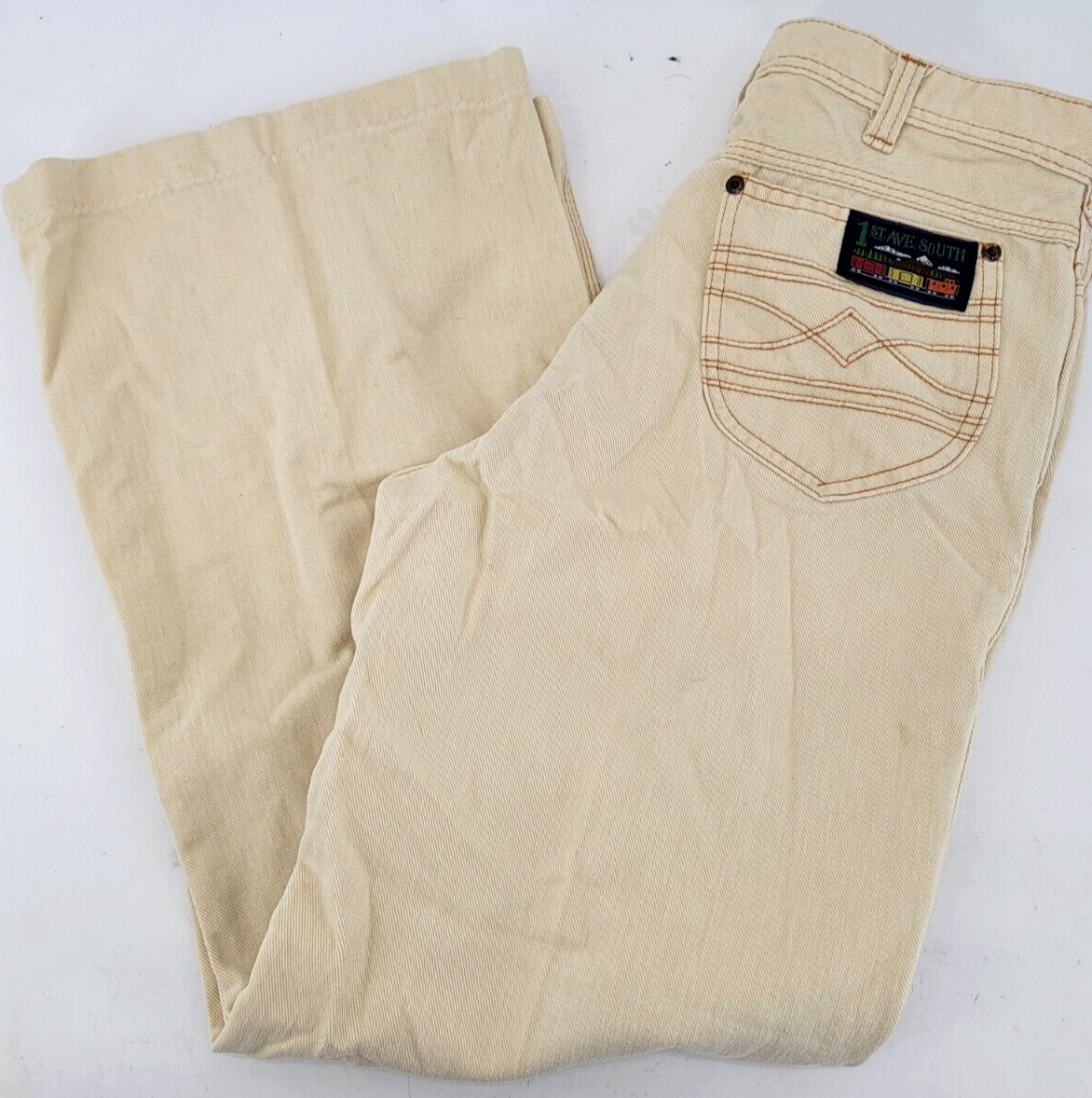 ポケット品 Vtg 1st Ave South Yellow Jeans Denim Pants High Waste Straight Leg