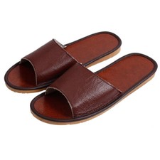 Unisex Genuine Leather Slippers Shoes Sandals Flats Cowhide Soft Breathable Cosy