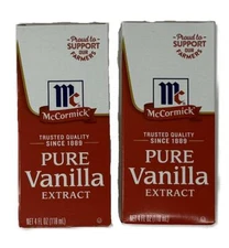 2 McCormick PURE Vanilla Extract- 4 FL OZ, Gluten Free, No Corn Syrup, EXP 03/29