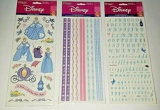 3 Disney Scrapbook Sticker Sheets Cinderella Glass Slipper Sandylion