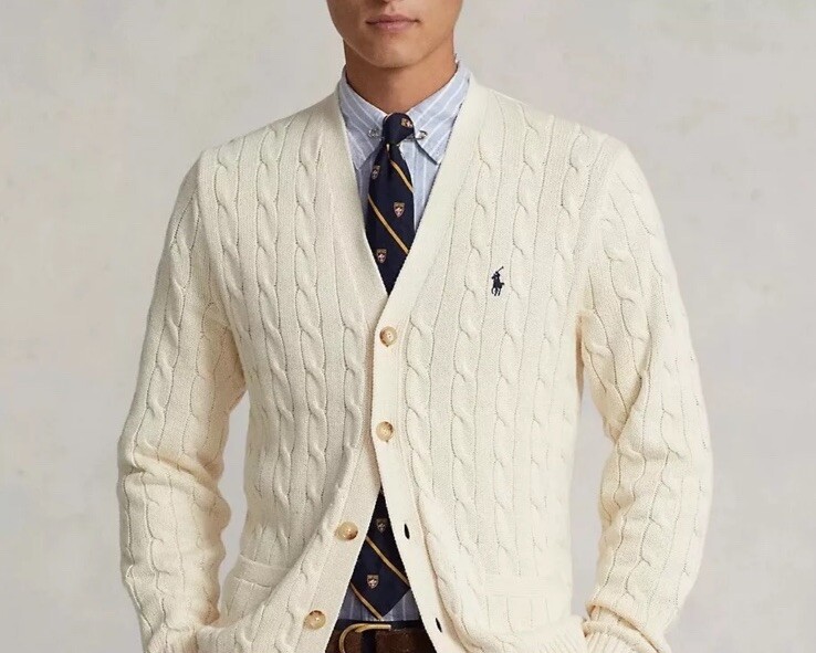$188 Polo Ralph Lauren Men's Cable-Knit Cardigan Sweater Andover