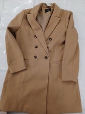 Dorothy Perkins Ladies Coat.  Camel. Double Breasted Boyfriend Style. Size 16