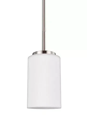 One Light Mini-Pendant In Brushed Nickel By Generation Lighting, Oslo Collection - Picture 1 of 3