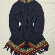 Ethnic Bohemian Mori Girl Vintage Knit Dress, M Size