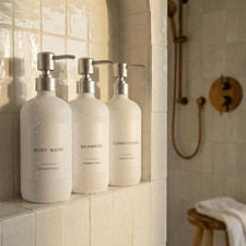 Stylish Shampoo and Conditioner Dispenser Set of 3 - Modern 21oz Shower Soap ...