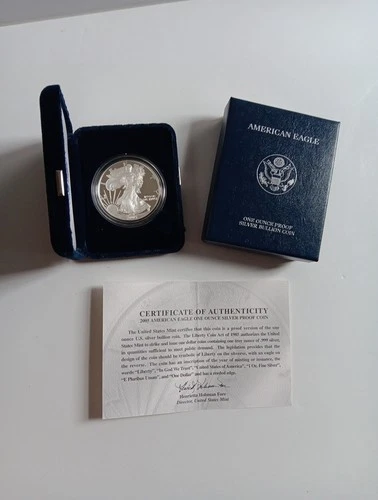 2005 W American Eagle One Ounce Silver Proof Coin W/Box & COA Mint