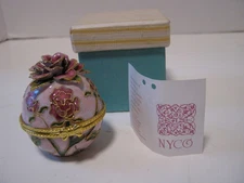 2003 NYCO Cloisonne Enamel Trinket Box with Rose on Top Nicki Yassaman