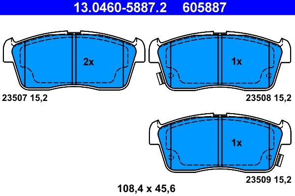 Bremsbelagsatz Scheibenbremse Vorne Ate 130460 58872 FÜR Daihatsu-image