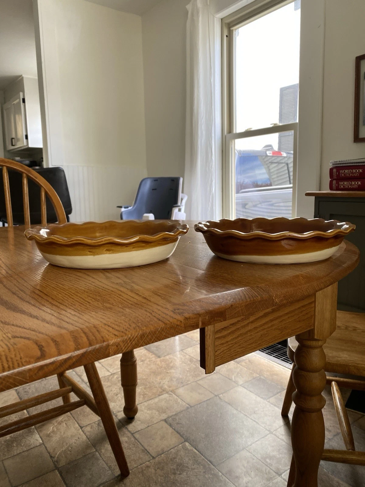 Set Of 2 Emile Henry France 6181 Modern Classics Ruffled Pie Dish Saffron Brown