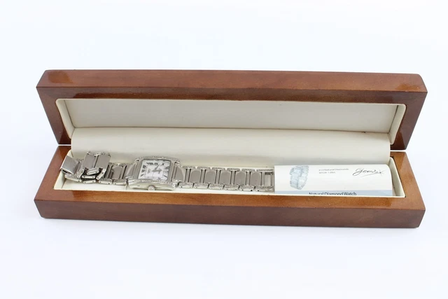 17 Sterling Silver Natural Diamond Watch Mother Of Pearl Face Gems TV Boxed