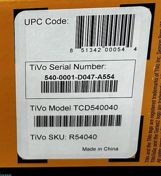 The TiVo Box TCD540040 DVR Digital Video Recorder Dual Tuner 40 hrs. - Image 4 of 4
