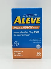 Aleve Naproxen Sodium Back and Muscle Pain Tablet (NSAID) - 90ct EXP 10/2027