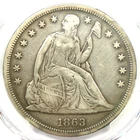 1863 Seated Liberty Silver Dollar Civil War $1 Coin - PCGS VF Detail - Rare Date