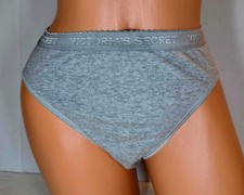 NWT VINTAGE VICTORIA'S SECRET 2002 Gray PANTY SIGNATURE BAND HI -LEG BRIEF S