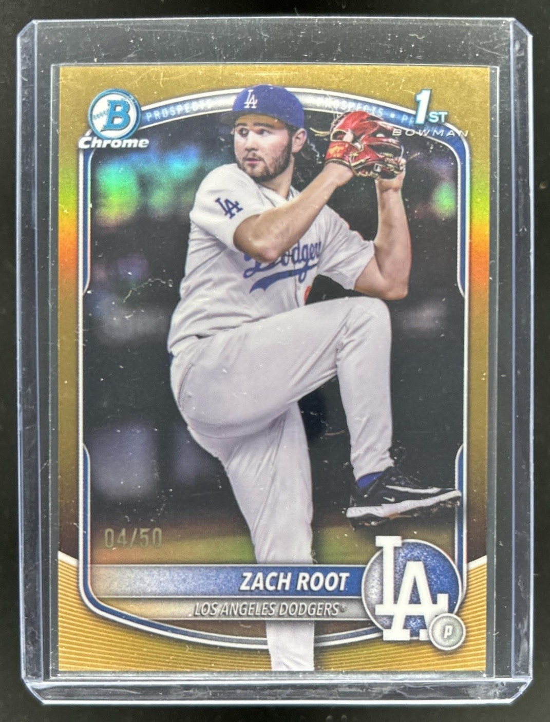 2025 Bowman Draft Zach Root Chrome Gold Refractor 1st Prospect #/50 Dodgers