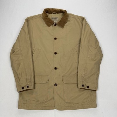 LL Bean Barn Coat Chore Engineer Railroad Cord Jacket Beige Size Large