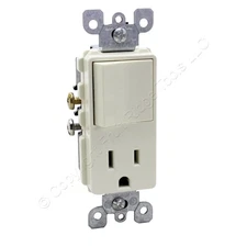 Leviton Almond Decora Single Pole Rocker Switch & Receptacle Outlet 15A 5625-A
