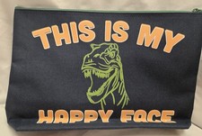 Thirty-One Zipper Pouch Dinosaur - This Is My Happy Face Brand New 
