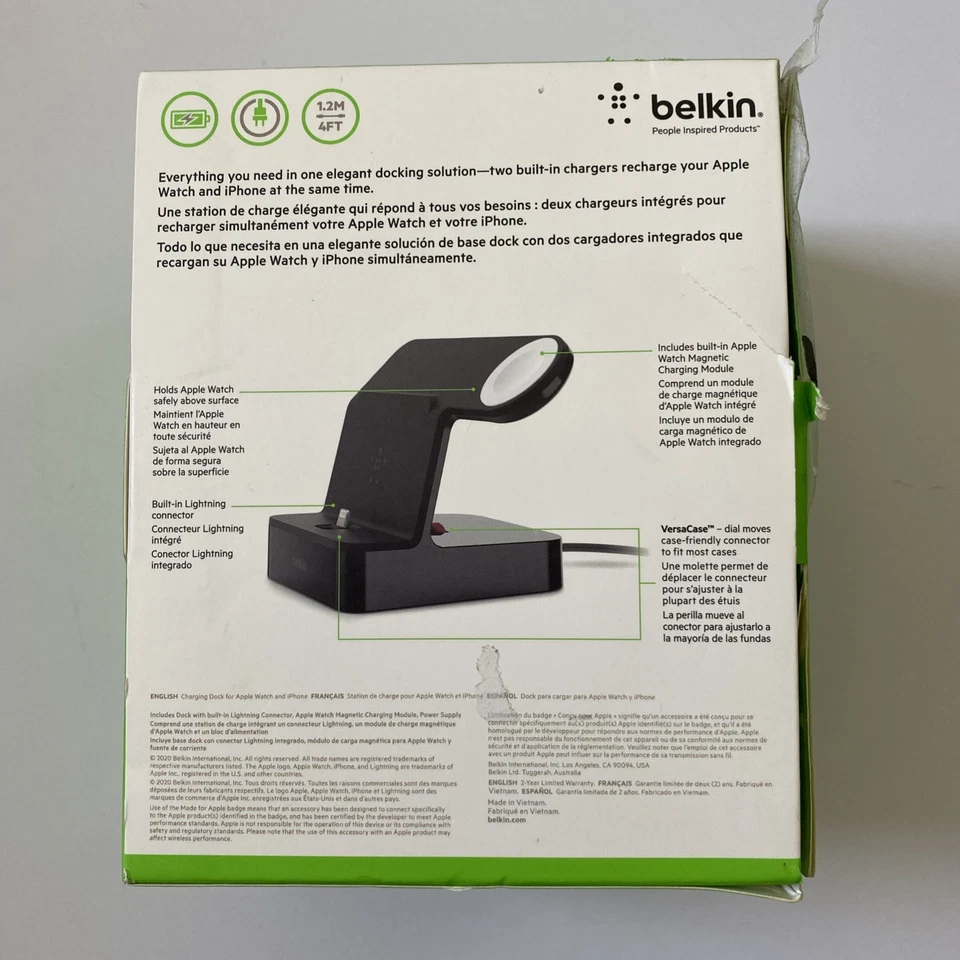 Belkin - Dock de carregamento sem fio PowerHouse para Apple Watch + suporte para estação iPhone - Imagem 4 de 4