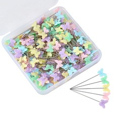 HNMZDS 200 Pcs Colored Sewing Pins Flat Head Straight with Butterflies