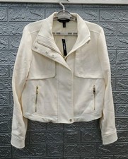 New White House Black Market Polished Casual Full Zip Jacket Antique White Sz M