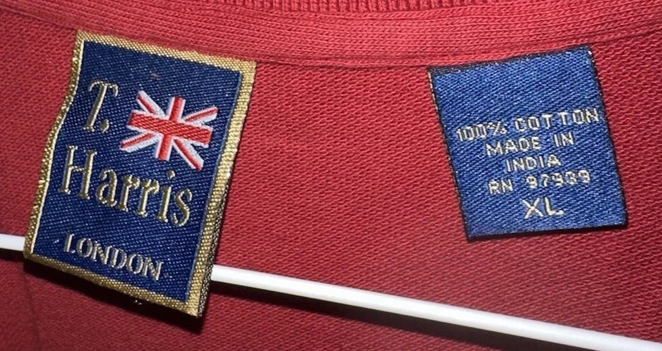 Polo de golf T. Harris London rojo 100 % algodón bordado sombrero símbolo para hombre talla XL Foto 3 de 4