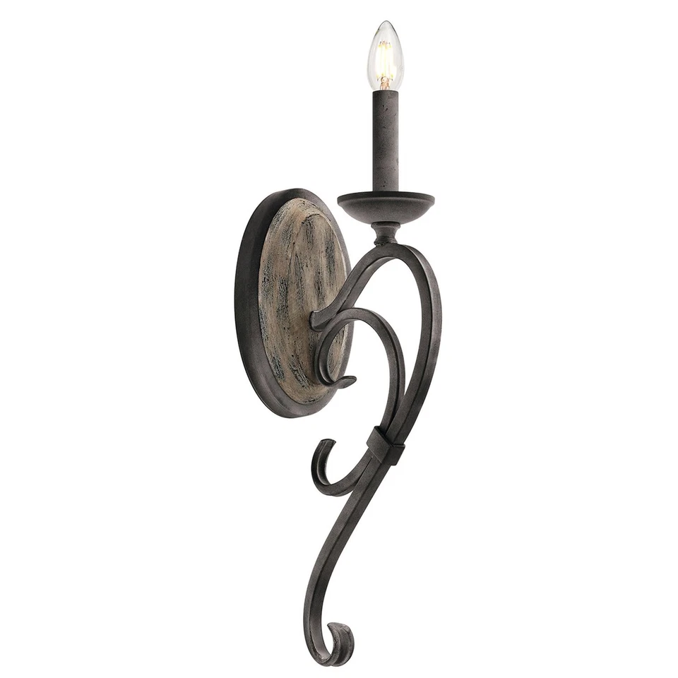 Wandlampe CAMELOT 8 in Zink Holz Antik Design Lampe Wohnzimmer Schlafzimmer Flur - Bild 1 von 1