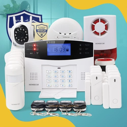 HOMSECUR Wireless WIFI 4G GSM Home Security Alarm System+Wireless Flash Siren