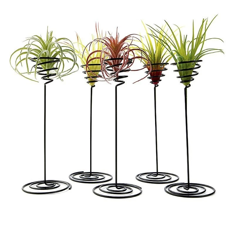 Soporte para maceta de planta con base de piña de aire de hierro negro creativo soporte para bola casera Foto 2 de 4