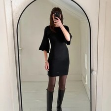 MinkPink Florish Seed Stitch Mini Sweater Dress in Black NWT Size XS Retail $82