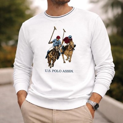   U.S. POLO ASSN. Herren Sweatshirt Weiß Gr. L   Neu B-Ware   Top Deal  