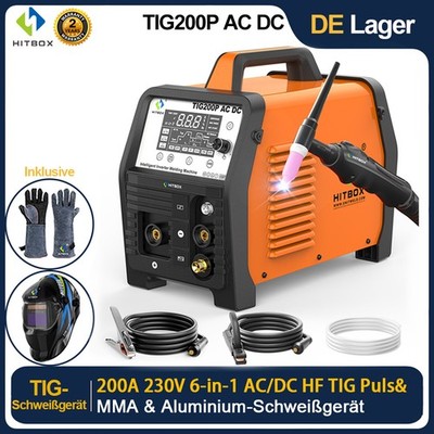 6IN1 AC/DC Aluminium WIG/ARC Schweißmaschine 200A IGBT Inverter Pulse Spot 230V
