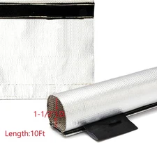 Metallic Heat Shield Sleeve 1-1/2''I.D. Insulated Wire Hose Cover Wrap Loom Tube