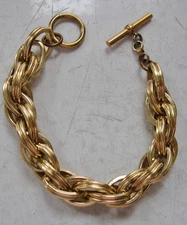 UNMARKED VINTAGE BIG FAT GOLDTONE TOGGLE BRACELET FOR CHARMS 7" LONG