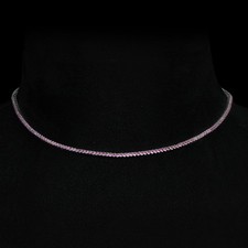 Certified 3.98 Ct Natural Pink Sapphire Solid 10K White Gold Tennis Necklace 15"