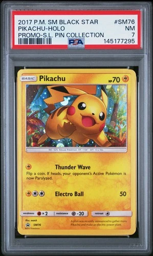 2017 POKEMON SM PROMO SHINING LEGENDS PIN COLLECTION PIKACHU-HOLO PSA 7