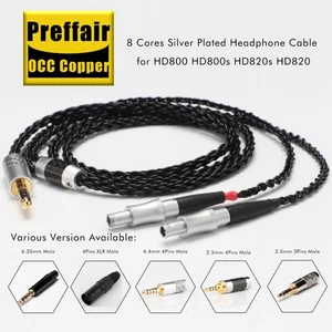 8Core OCC Silver Plated Headphone Cable For Sennheiser hd 800 s hd800 hd800s