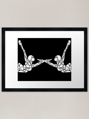 Reach Out Weiß auf Schwarz Stilisiert F Gerahmtes Wandbild Poster Leinwanddruck Bild