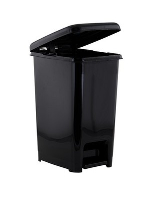 Superio Slim Step On Trash Can, Plastic Pedal Waste Bin - 26 Qt, Black