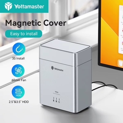 2 Bay Typ-C Festplattengehäuse Externes Gehäuse Magnetische für 3,5 Zoll HDD 48T