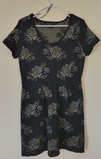 T/O SWEATERS GOLD GLITTERY ROSES ON BLACK Sweater Dress Size XL Women's