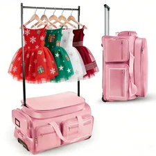 Dance Bag with Garment Rack 28" Glitter Pink Dance Costumes Rolling Bags