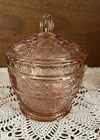 Vintage Pink Depression Glass Covered Candy Dish