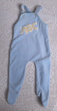 Vintage Carter 3 mos. Baby Velour Overalls Daisey Footed Blue Yellow Lettering