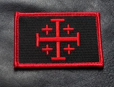 JERUSALEM CROSS INFIDEL CRUSADER EMBROIDERED HOOK PATCH 