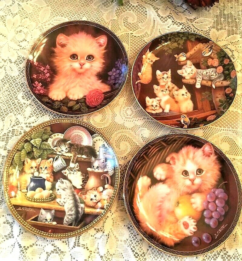 Set Of 4 Jurgen Scholz Bradford Exchange Kitten Cat Plates
