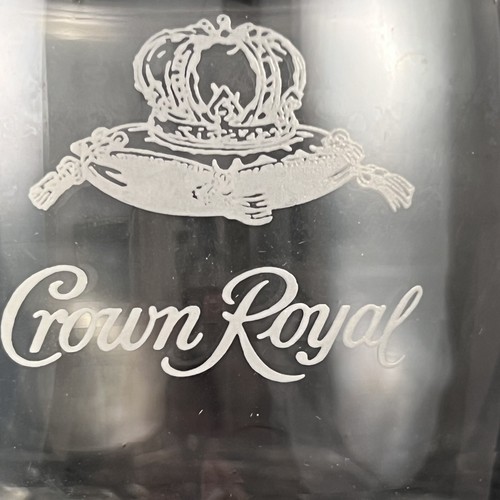 Crown Royal Old Fashioned Whiskey Rocks Lowball Glass Satin White Cursive Logo - Picture 2 of 5